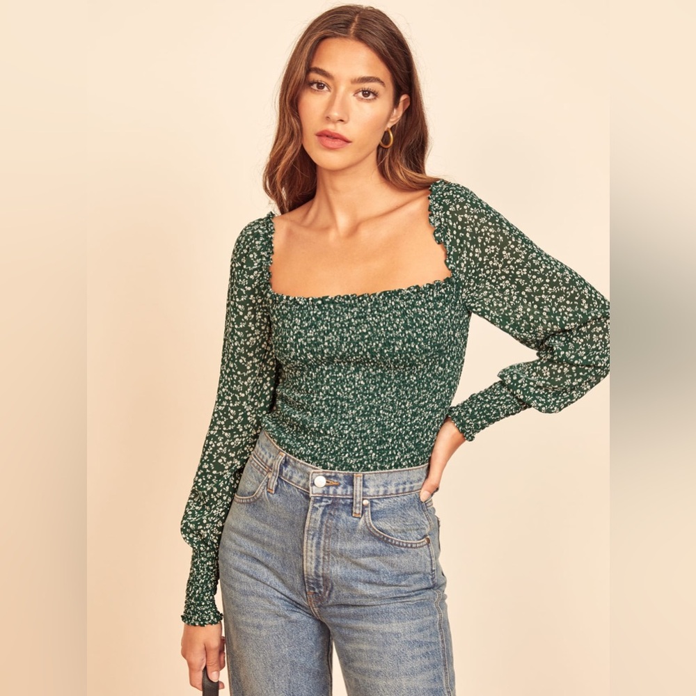 Reformation Pinto Top Green Parsley Size M